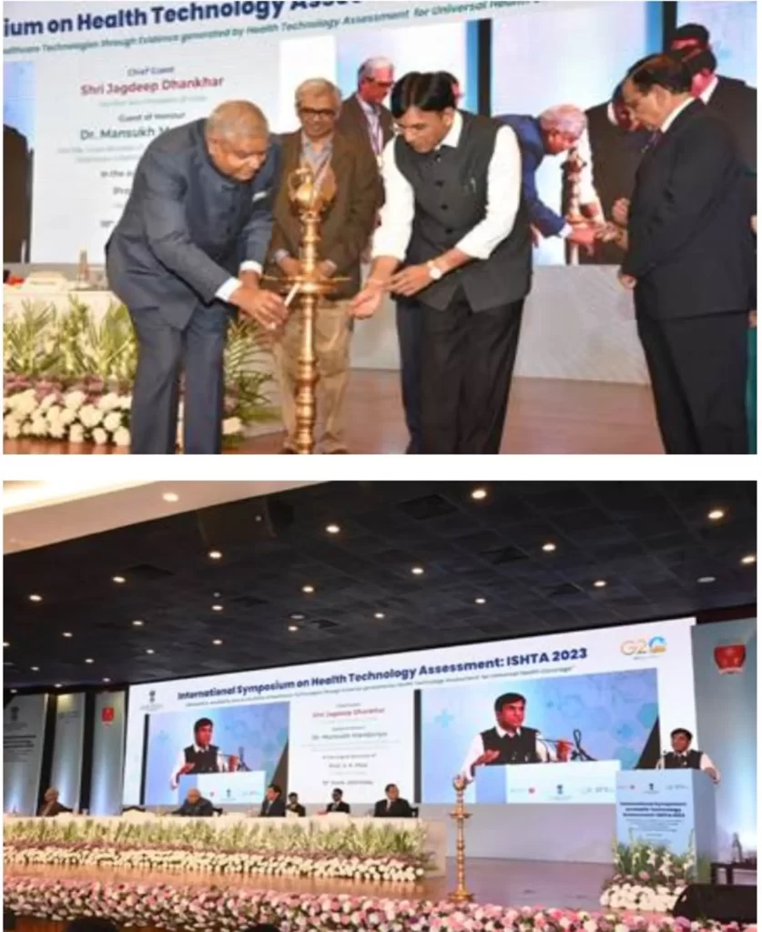 Vice President Shri Jagdeep Dhankhar inaugurates International Symposium on Health Technology Assessment (HTA) in presence of Union Health and Family Welfare Minister, Dr. Mansukh Mandaviya