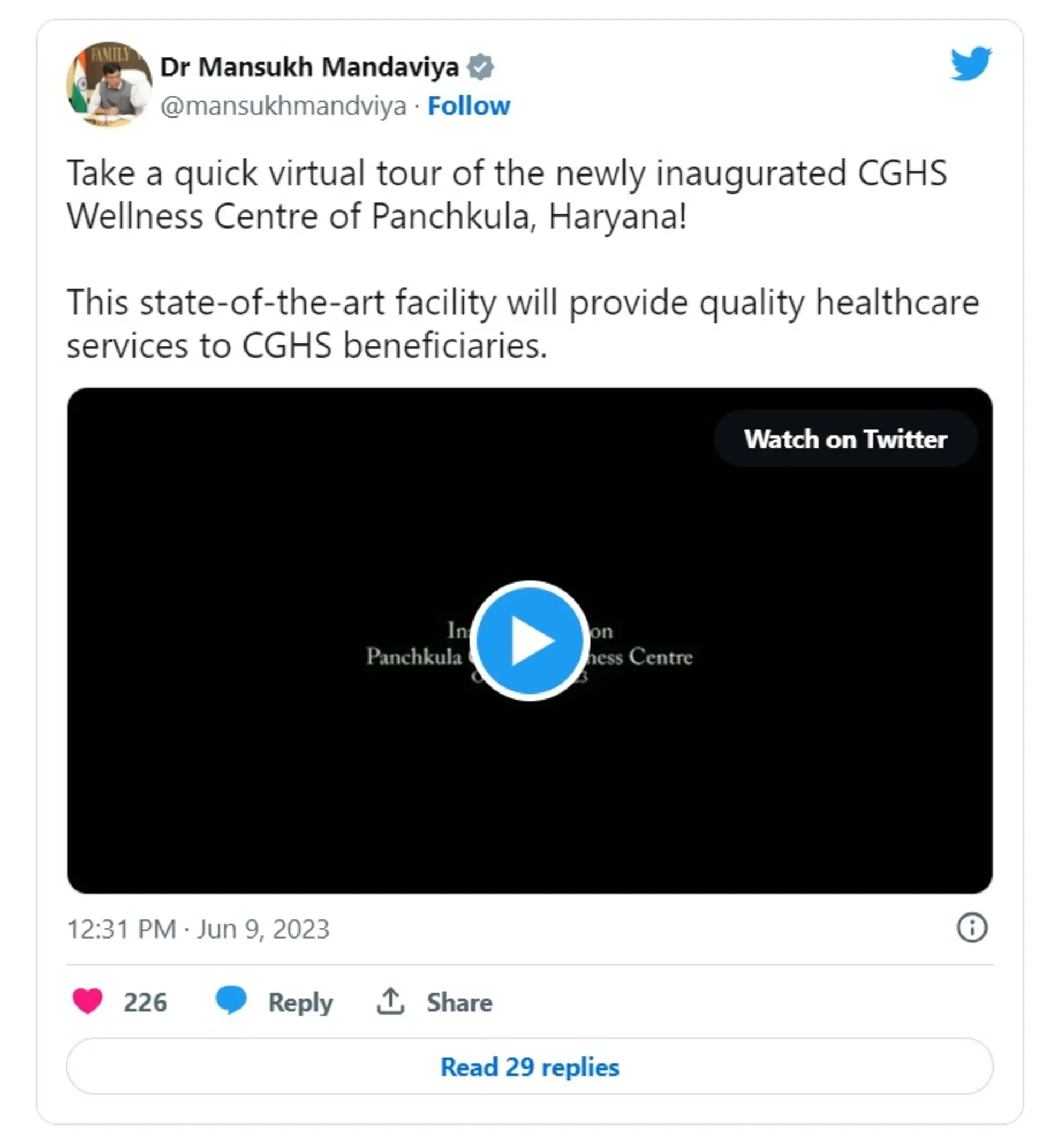 Dr Mansukh Mandaviya inaugurates CGHS Wellness Centres in Chandigarh and Panchkula