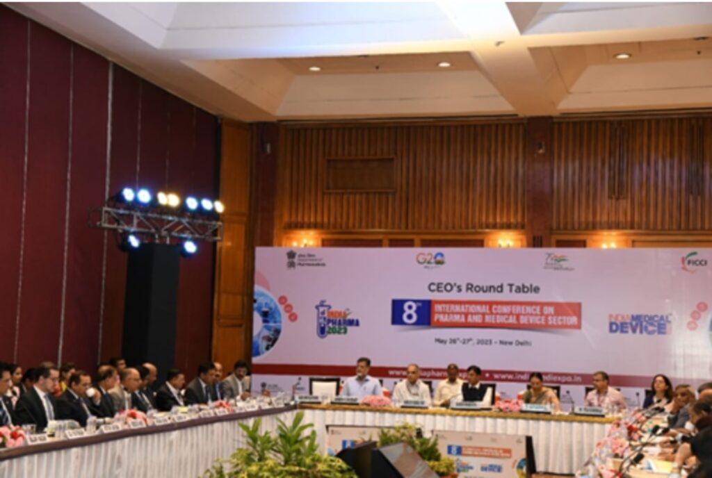 Union Health Minister Dr Mansukh Mandaviya addresses roundtable conference with leading CEOs of Pharmaceutical industry